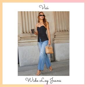 Vici Blue Denim Wide Leg Pants